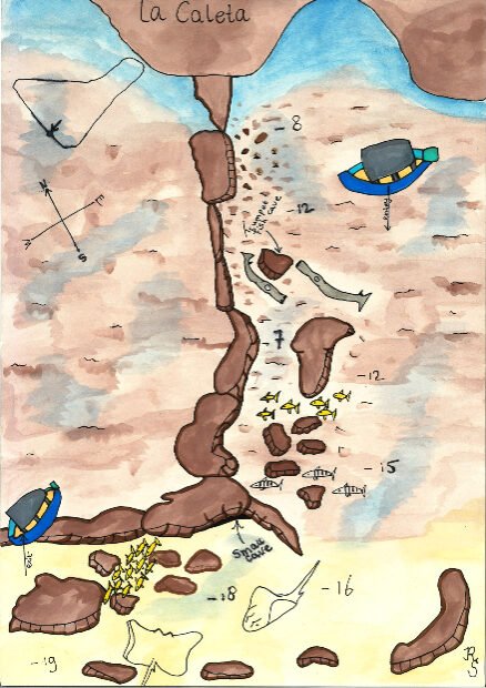 map of La Caleta dive site created by diving atlantis tenerife