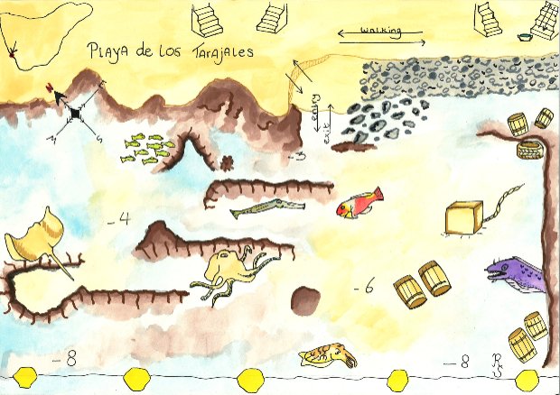 map of Playa de los tarajales / Rays Bay dive site created by diving atlantis tenerife